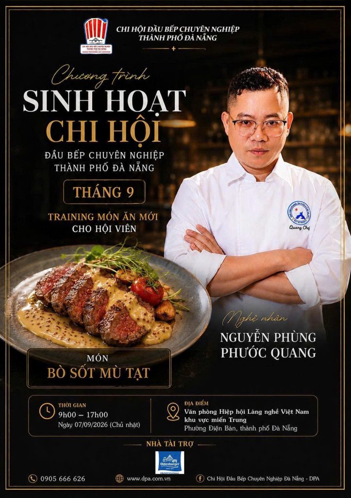 CHƯƠNG TRÌNH SINH HOẠT CHI HỘI ĐẦU BẾP CHUYÊN NGHIỆP TP. ĐÀ NẴNG – THÁNG 9/2026